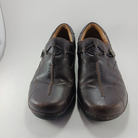 Clarks Unstructured Brown Slip- ons,with Leather Uppers. Woman's size 10........ - Picture 5 of 15
